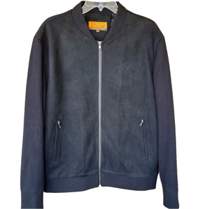 ENZO Dublin Hybrid Black Zip-Up Baseball Collar Knit Sleeves Jacket Men's M Coat